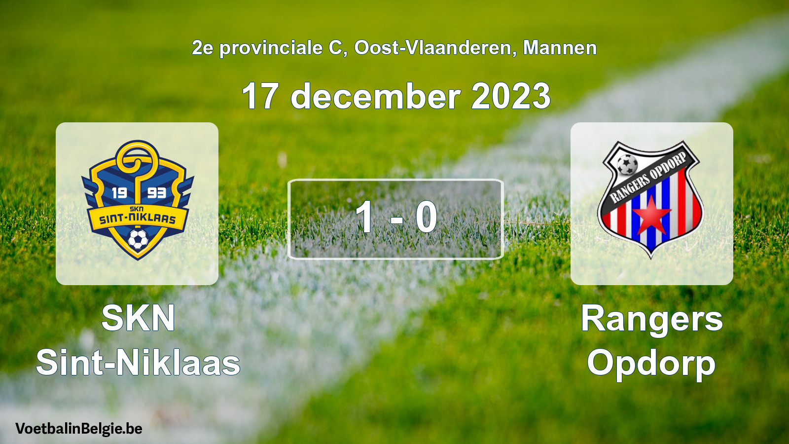 Gespeelde wedstrijd mannenvoetbal: SKN Sint-Niklaas - Rangers Opdorp 1 - 0 (17 december 2023)
