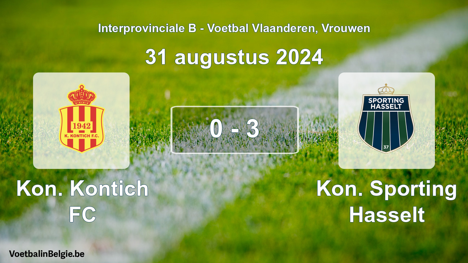 Match joué football femmes: Kon. Kontich FC - Kon. Sporting Hasselt 0 - 3 (31 août 2024)