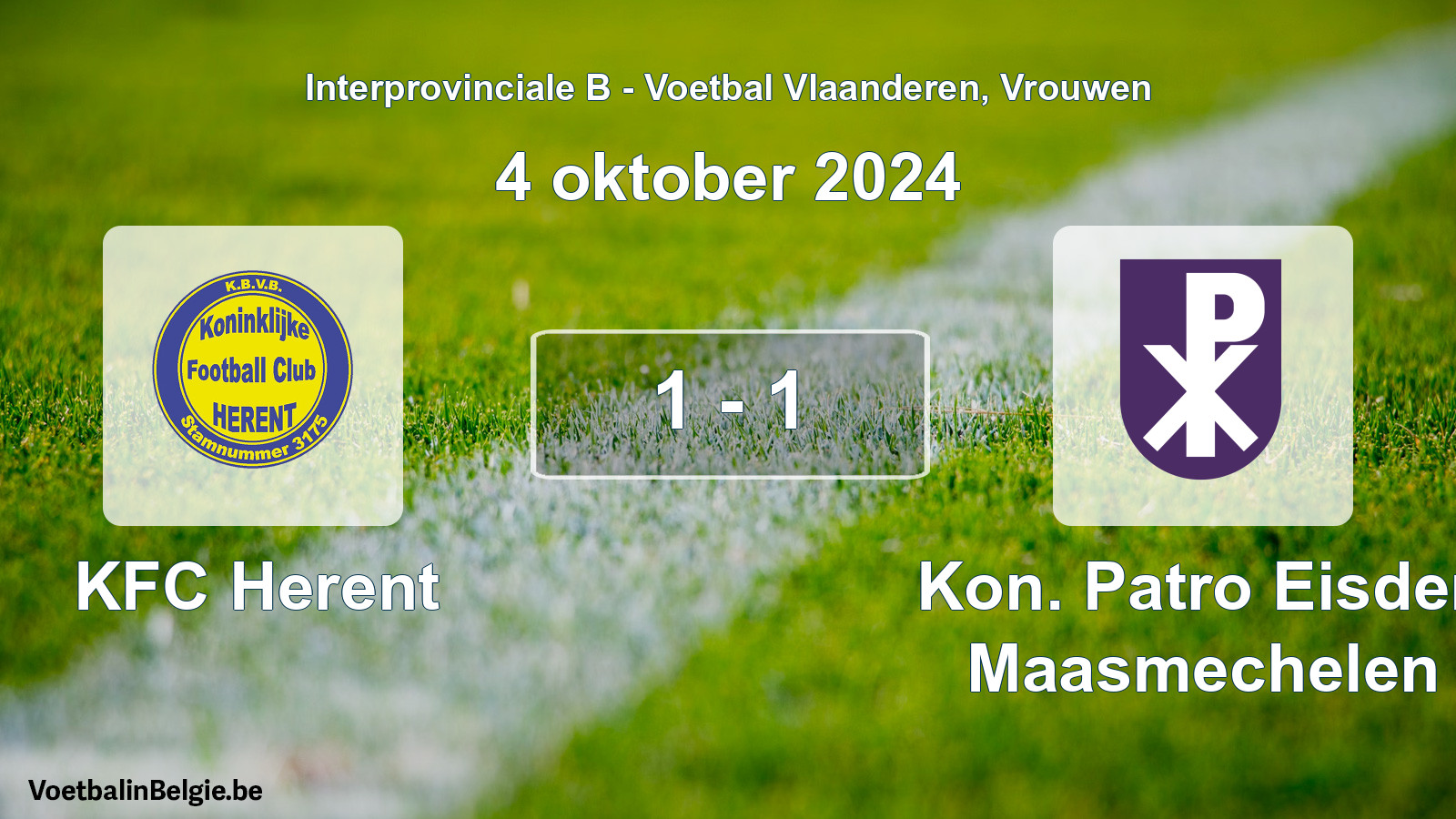 Played match women football: KFC Herent - Kon. Patro Eisden Maasmechelen 1 - 1 (4 October 2024)