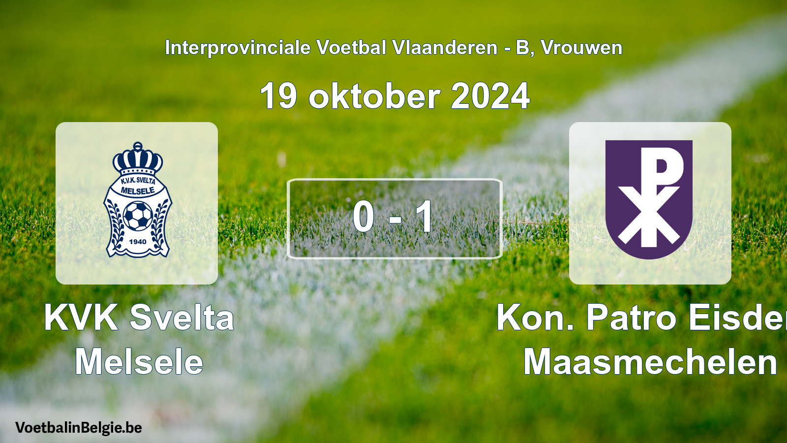 Gespeelde wedstrijd vrouwenvoetbal: KVK Svelta Melsele - Kon. Patro Eisden Maasmechelen 0 - 1 (19 oktober 2024)
