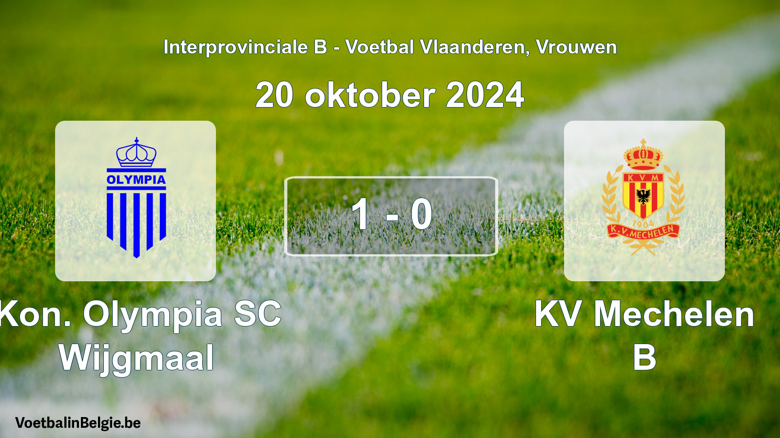 Played match women football: Kon. Olympia SC Wijgmaal - KV Mechelen B 1 - 0 (20 October 2024)