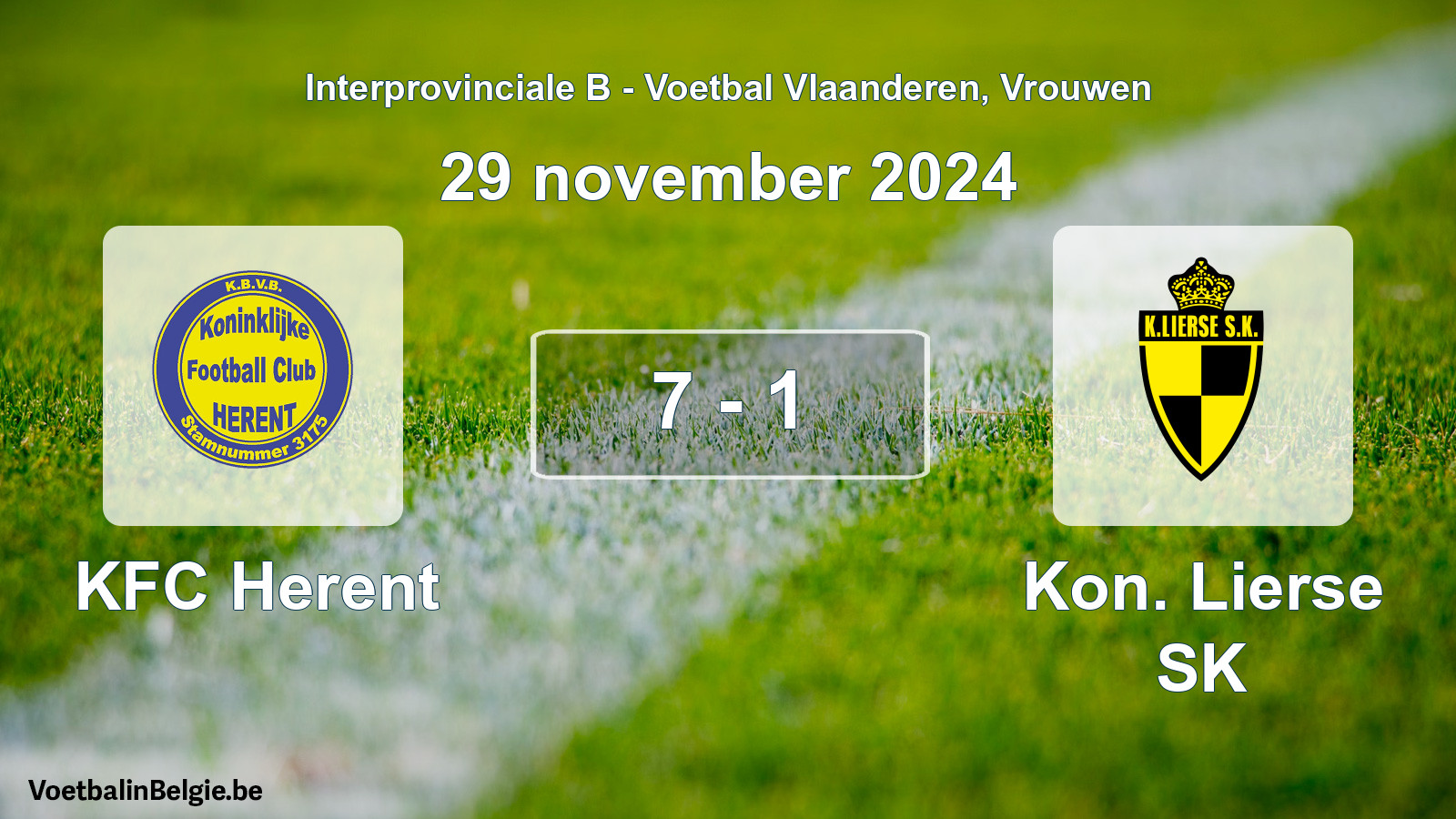 Played match women football: KFC Herent - Kon. Lierse SK 7 - 1 (29 November 2024)