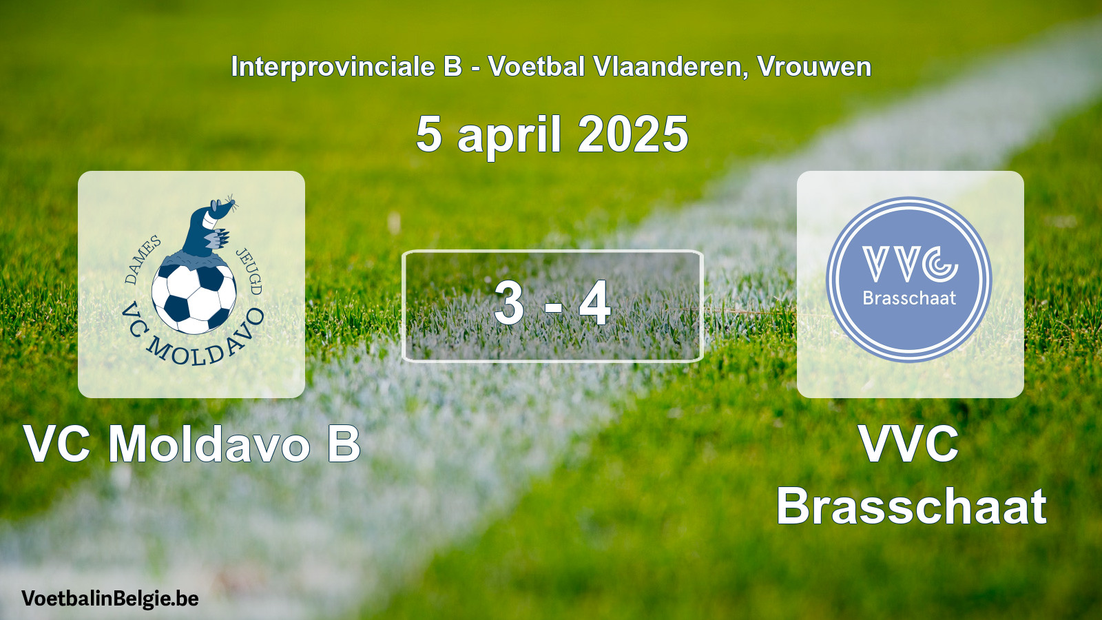 Played match women football: VC Moldavo B - VVC Brasschaat 3 - 4 (5 April 2025)