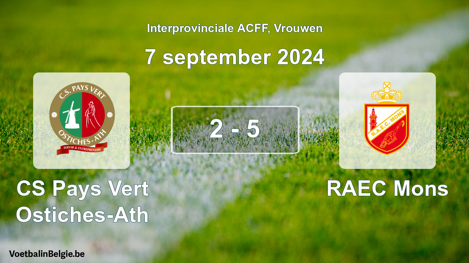 Played match women football: CS Pays Vert Ostiches-Ath - RAEC Mons 2 - 5 (7 September 2024)