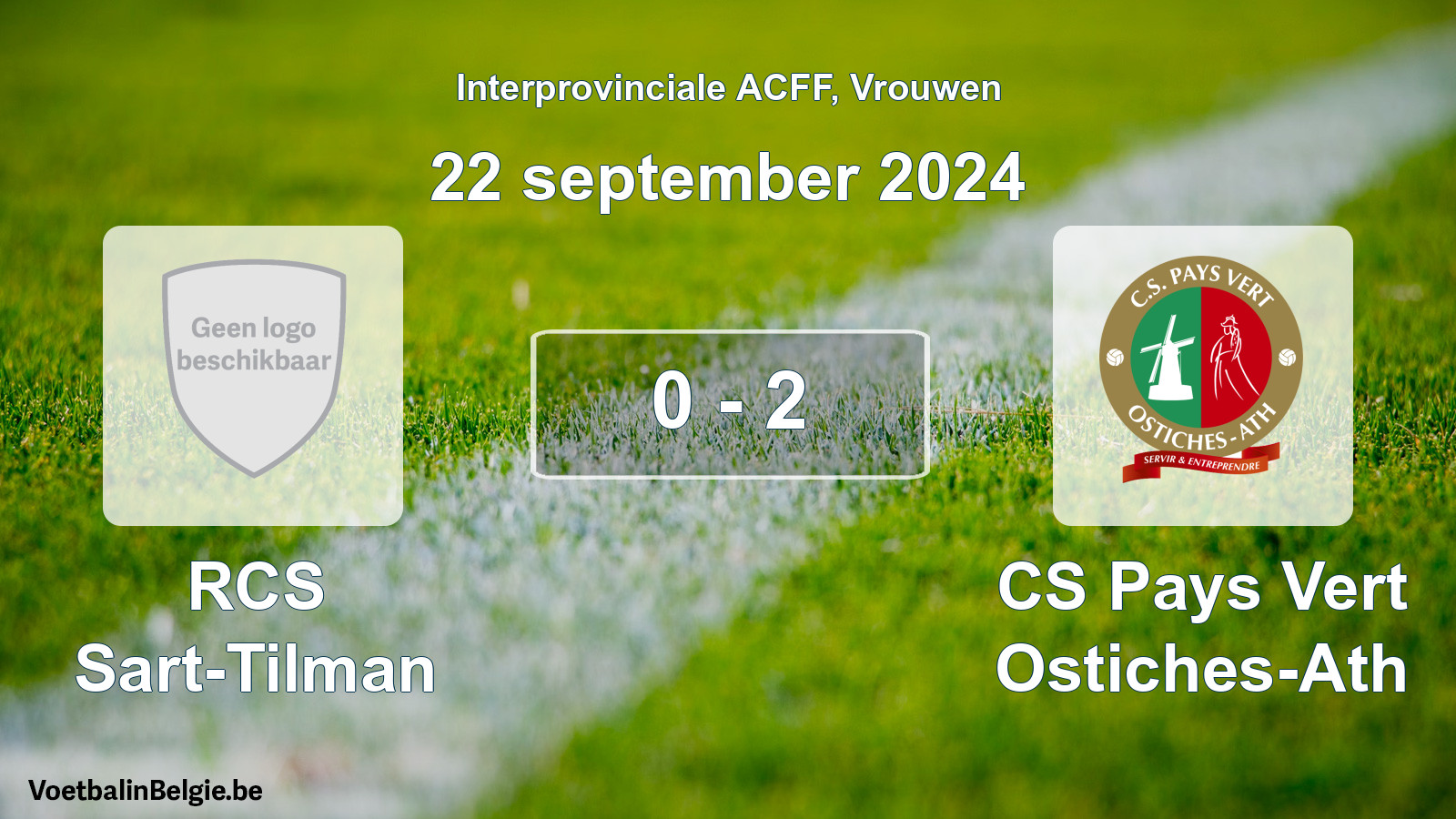 Gespeelde wedstrijd vrouwenvoetbal: RCS Sart-Tilman - CS Pays Vert Ostiches-Ath 0 - 2 (22 september 2024)