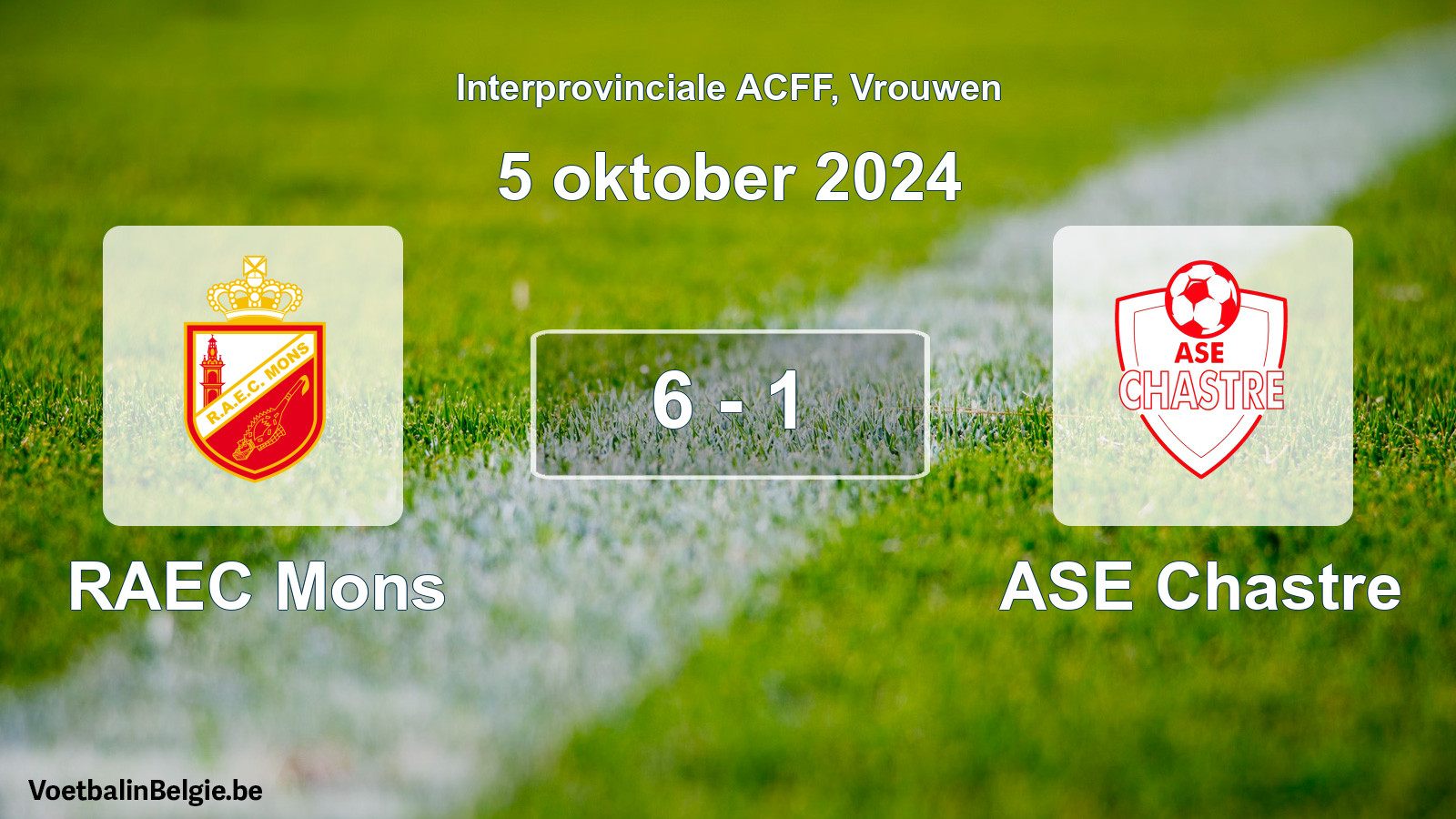 Played match women football: RAEC Mons - ASE Chastre 6 - 1 (5 October 2024)