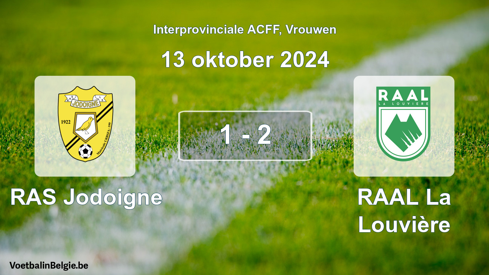 Played match women football: RAS Jodoigne - RAAL La Louvière 1 - 2 (13 October 2024)