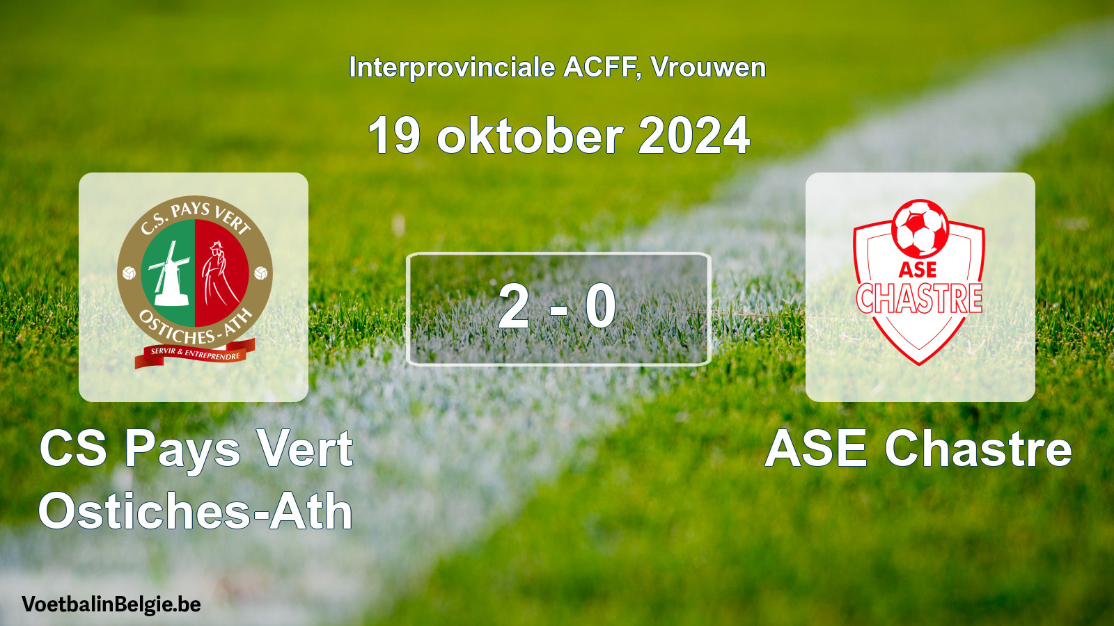 Played match women football: CS Pays Vert Ostiches-Ath - ASE Chastre 2 - 0 (19 October 2024)