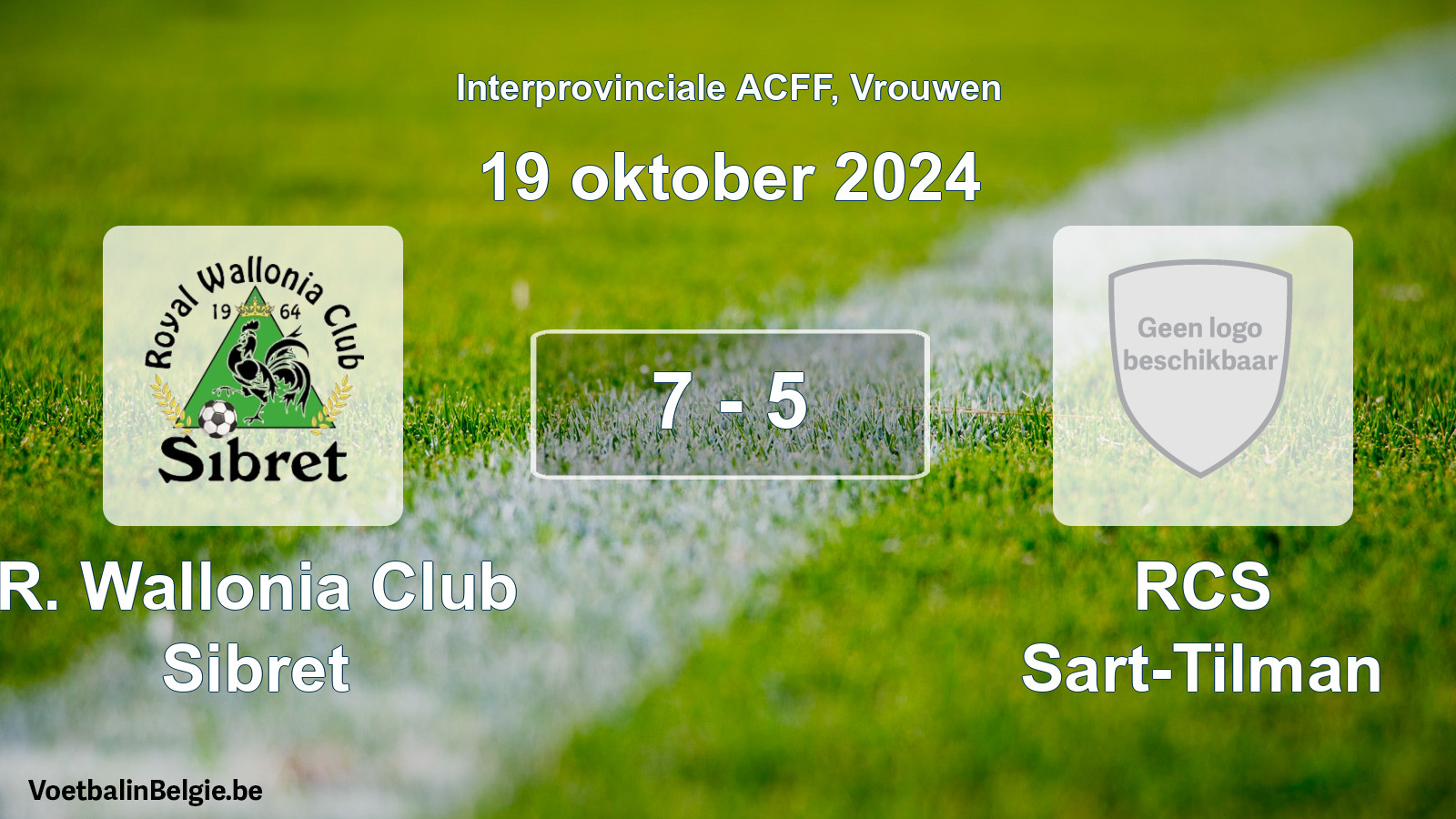 Gespeelde wedstrijd vrouwenvoetbal: R. Wallonia Club Sibret - RCS Sart-Tilman 7 - 5 (19 oktober 2024)