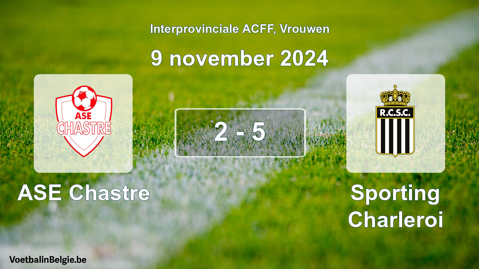 Gespeelde wedstrijd vrouwenvoetbal: ASE Chastre - Sporting Charleroi 2 - 5 (9 november 2024)