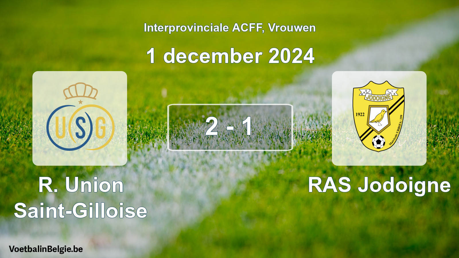 Played match women football: R. Union Saint-Gilloise - RAS Jodoigne 2 - 1 (1 December 2024)