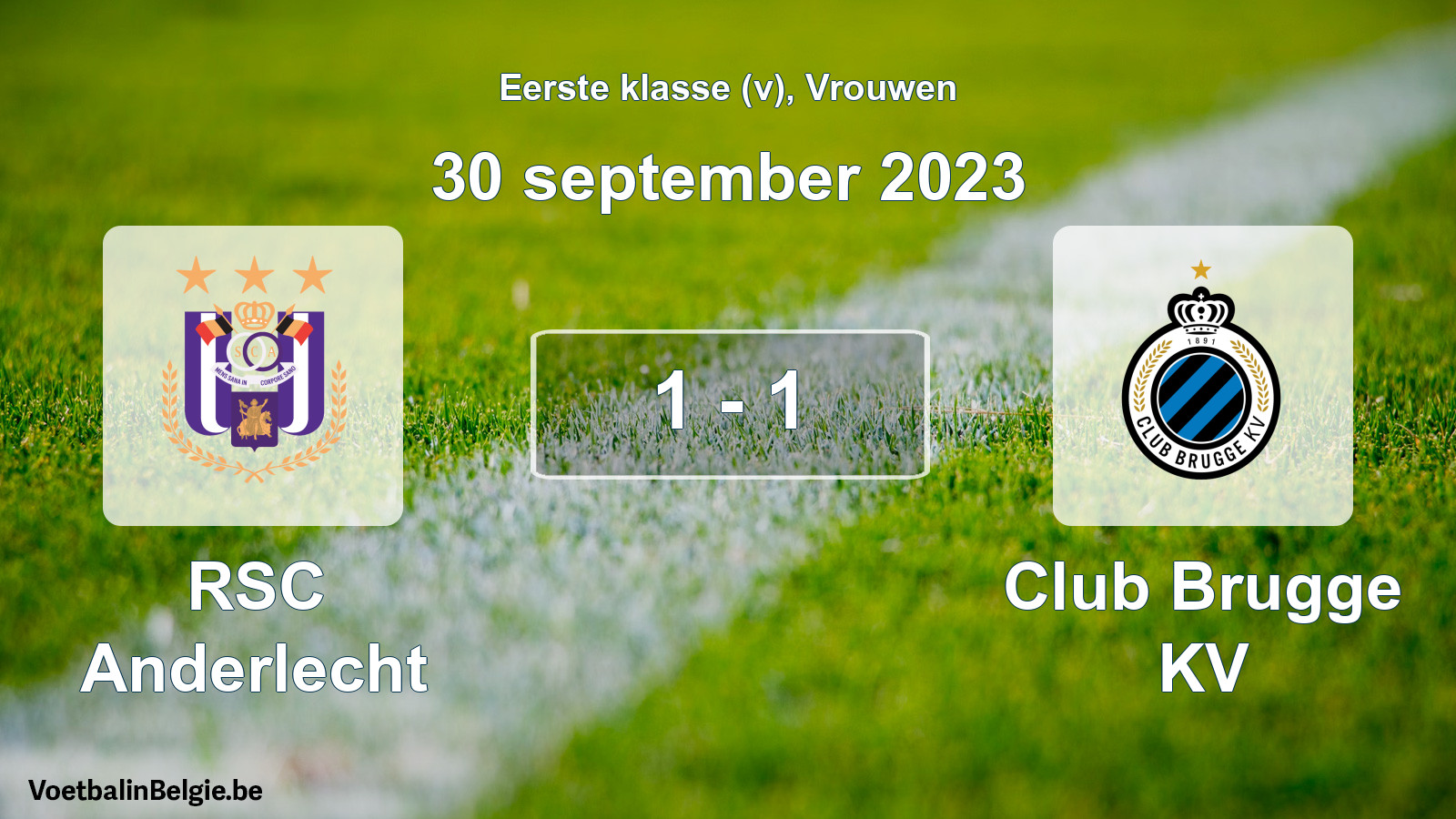 Gespieltes Spiel frauen-Fußball: RSC Anderlecht - Club Brugge KV 1 - 1 (30 September 2023)