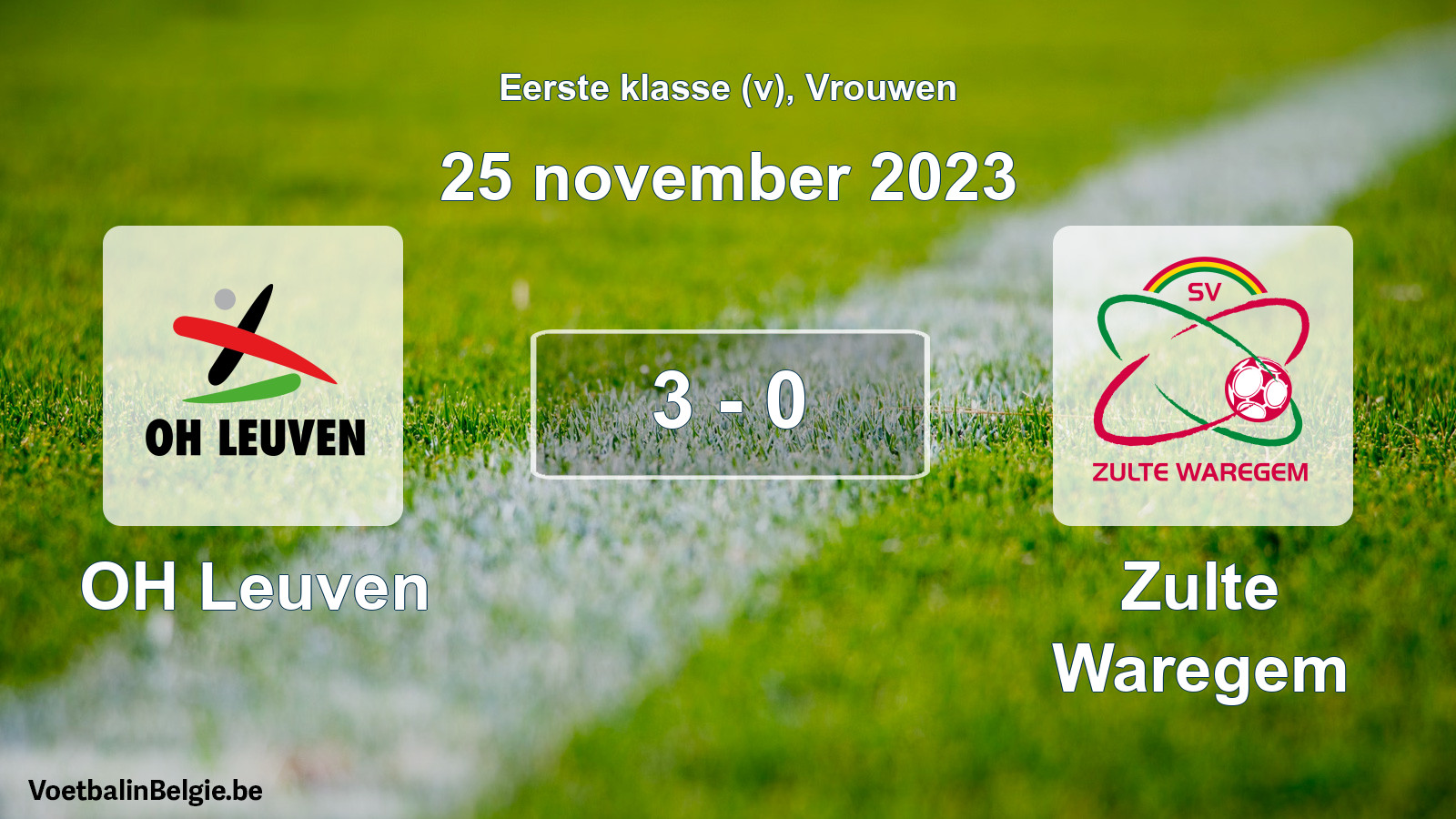Played match women football: OH Leuven - Zulte Waregem 3 - 0 (25 November 2023)