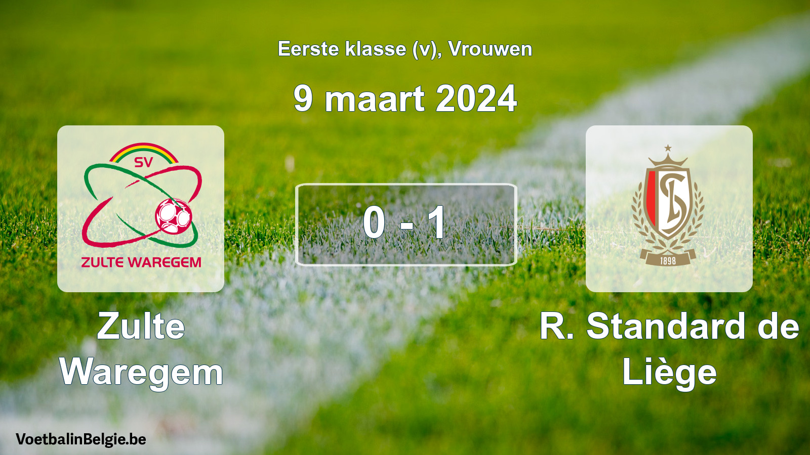 Match joué football femmes: Zulte Waregem - R. Standard de Liège 0 - 1 (9 mars 2024)