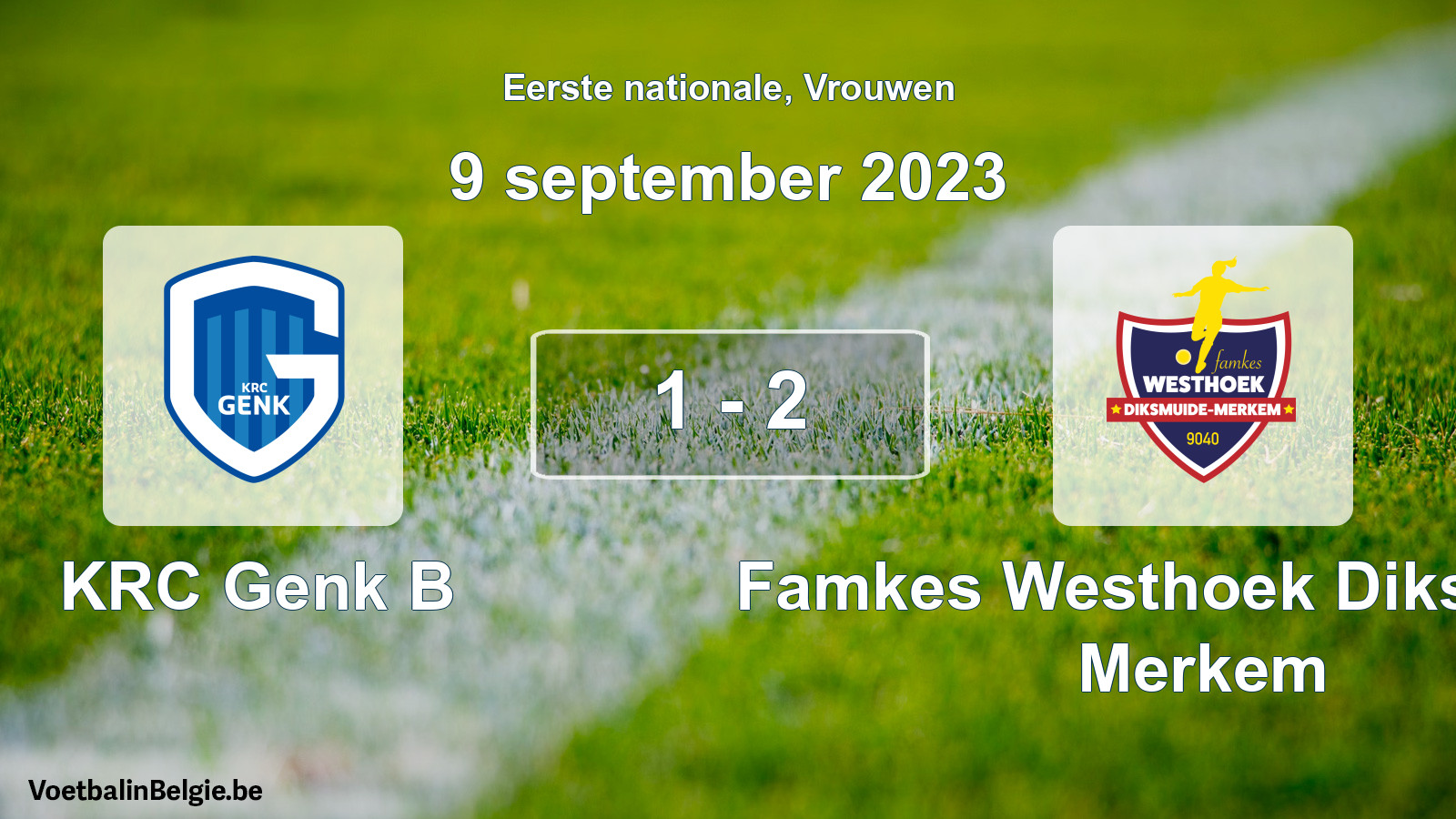 Played match women football: KRC Genk B - Famkes Westhoek Diksmuide Merkem 1 - 2 (9 September 2023)