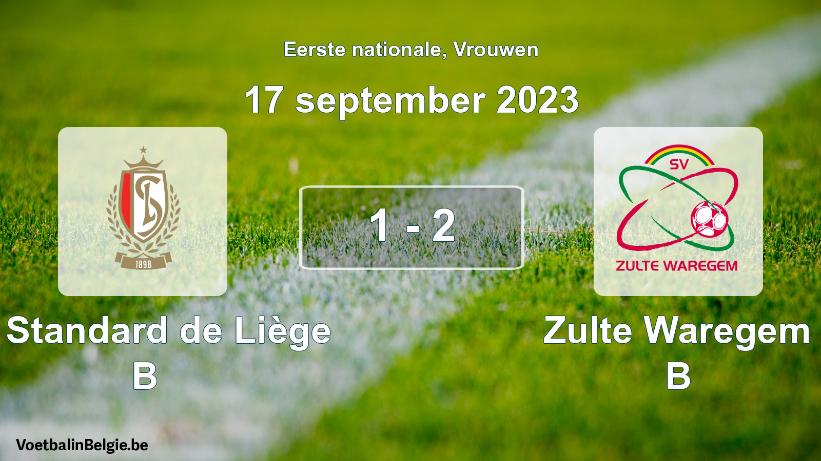 Played match women football: R. Standard de Liège B - Zulte Waregem B 1 - 2 (17 September 2023)
