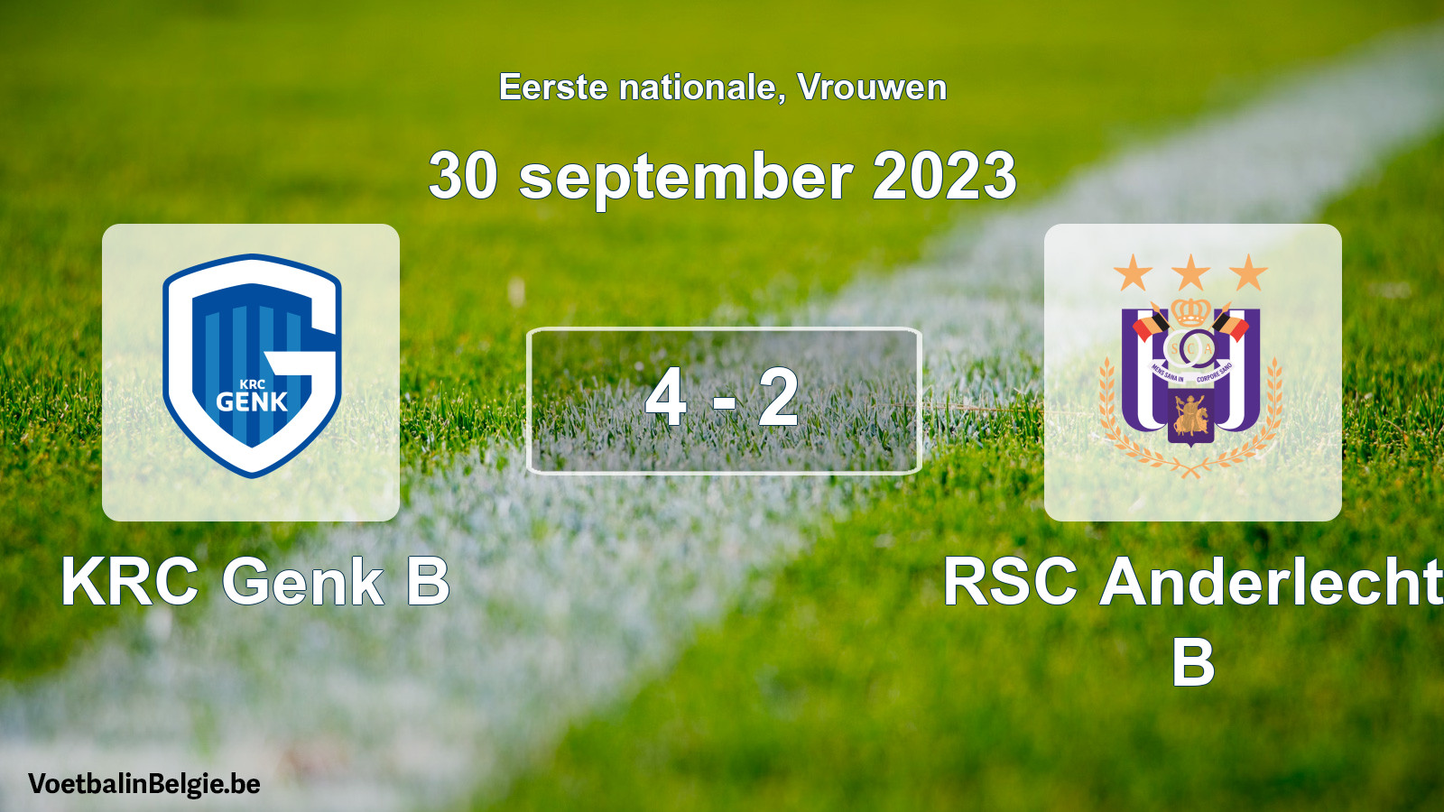 Played match women football: KRC Genk B - RSC Anderlecht B 4 - 2 (30 September 2023)