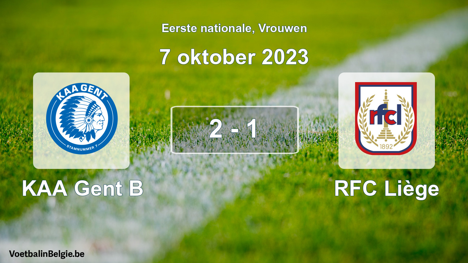 Played match women football: KAA Gent B - RFC Liège 2 - 1 (7 October 2023)