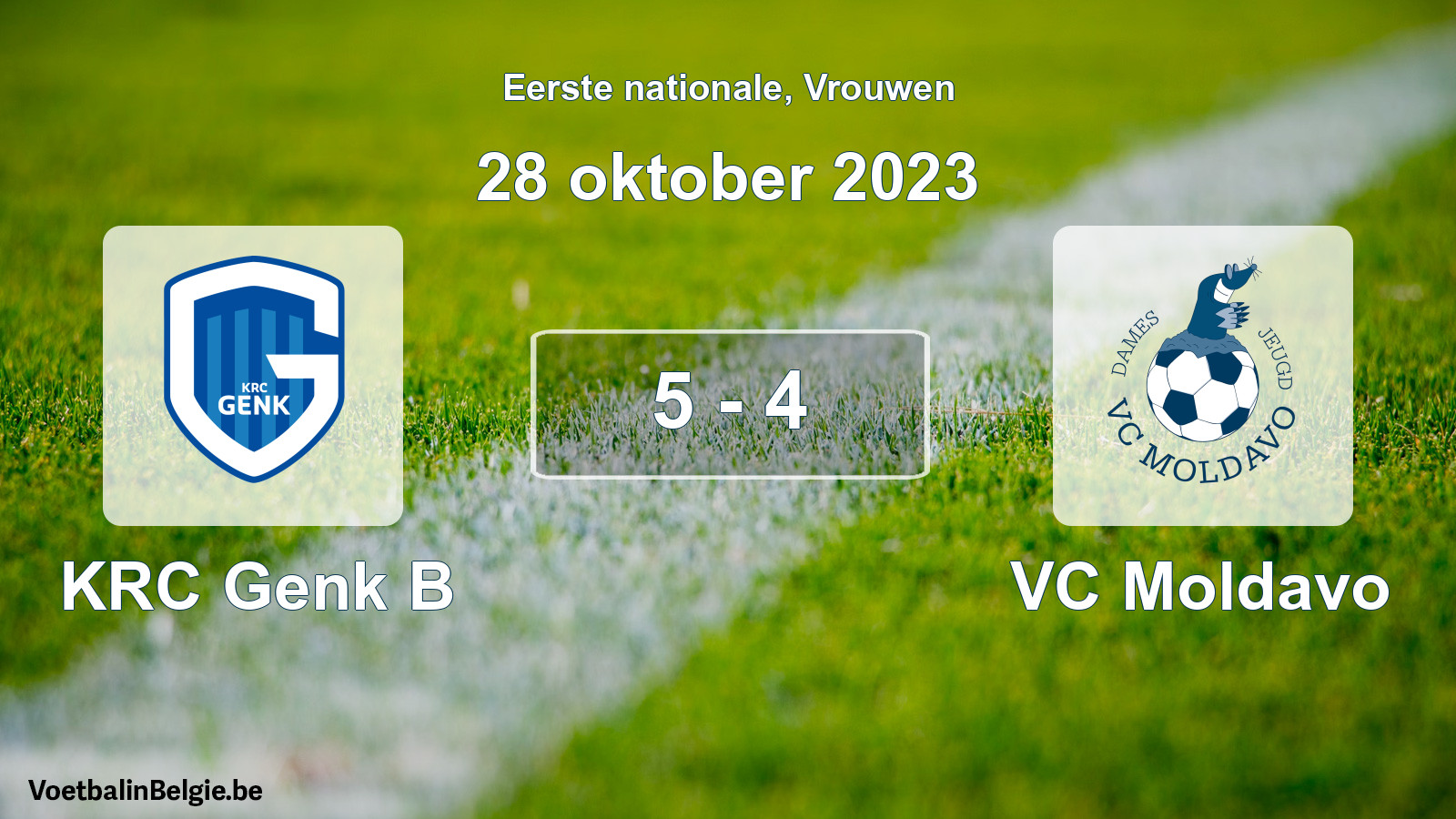 Played match women football: KRC Genk B - VC Moldavo 5 - 4 (28 October 2023)