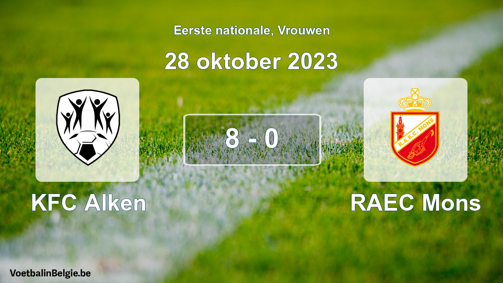 Played match women football: KFC Alken - RAEC Mons 8 - 0 (28 October 2023)