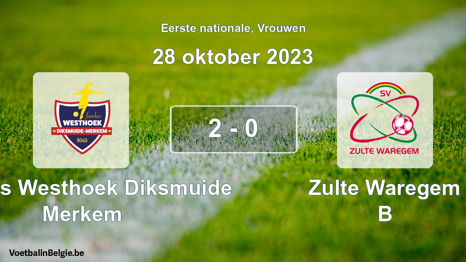 Gespieltes Spiel frauen-Fußball: Famkes Westhoek Diksmuide Merkem - Zulte Waregem B 2 - 0 (28 Oktober 2023)