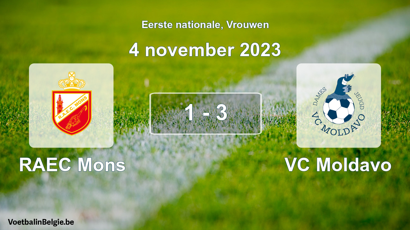 Played match women football: RAEC Mons - VC Moldavo 1 - 3 (4 November 2023)