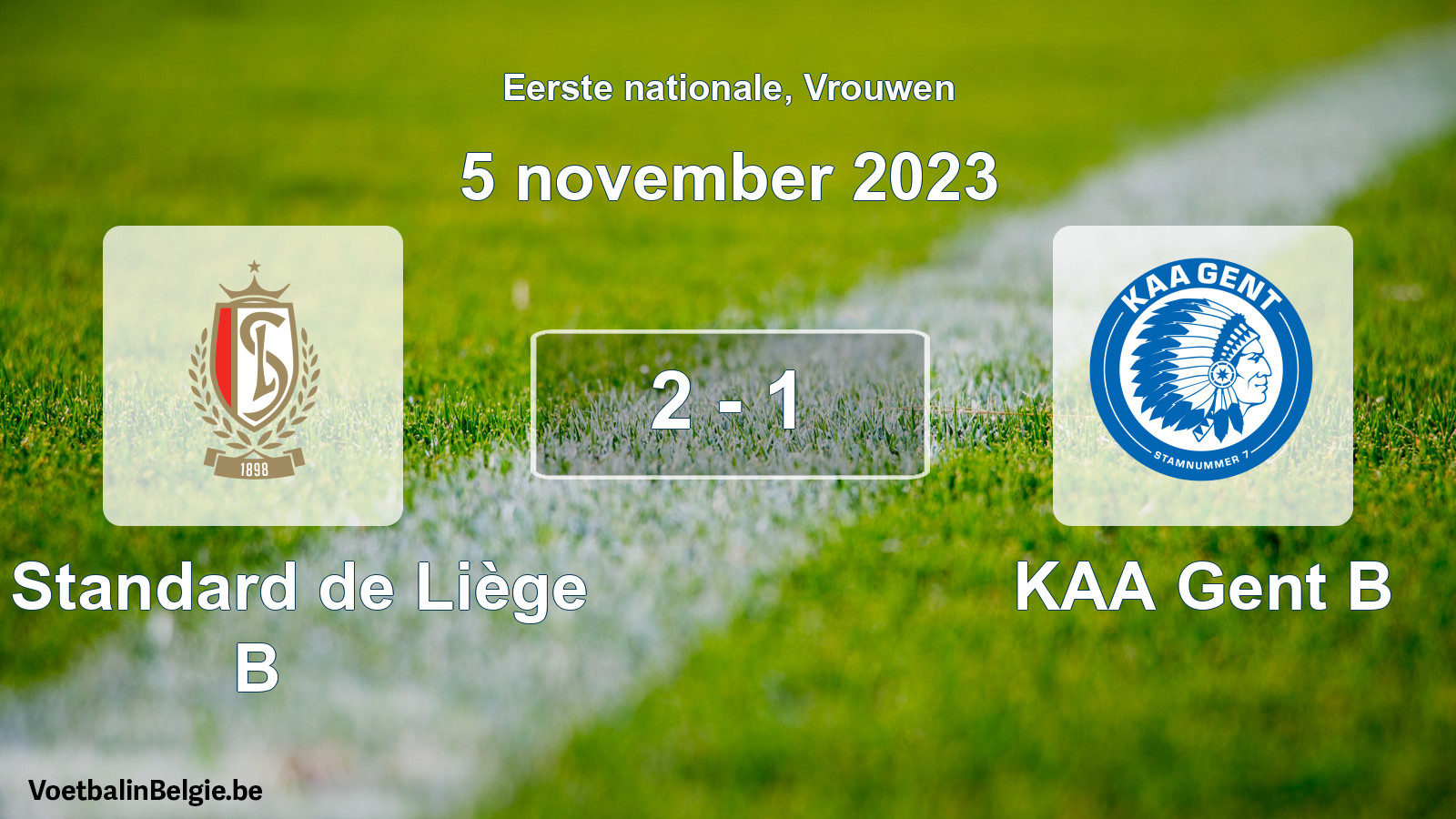Played match women football: R. Standard de Liège B - KAA Gent B 2 - 1 (5 November 2023)
