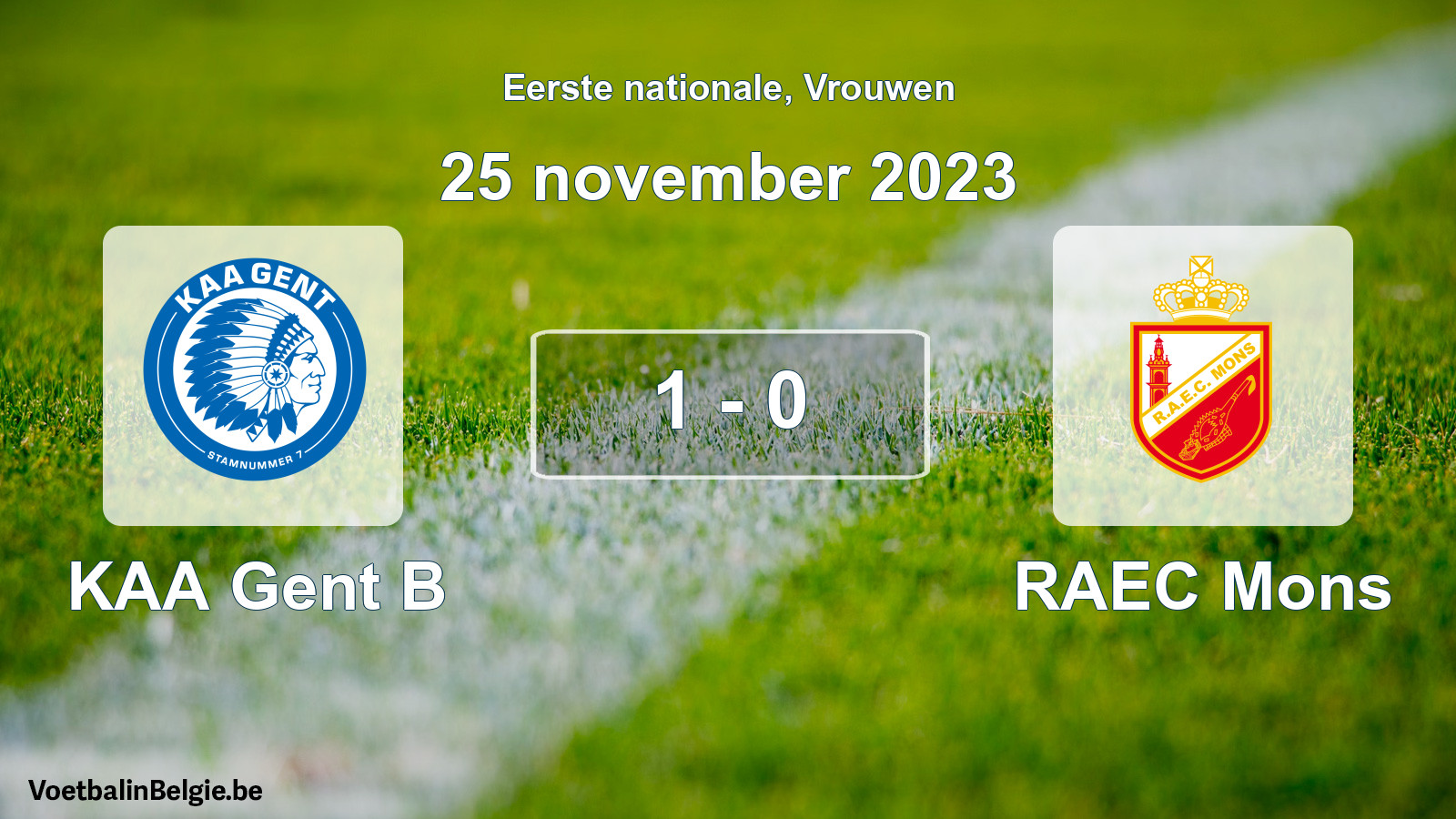 Played match women football: KAA Gent B - RAEC Mons 1 - 0 (25 November 2023)