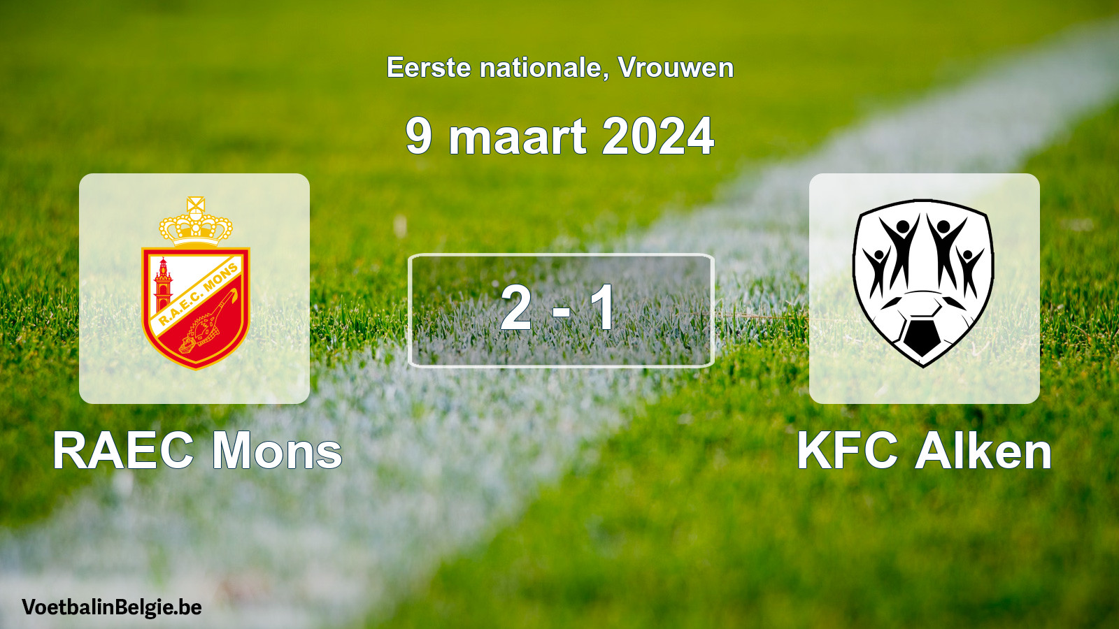 Gespieltes Spiel frauen-Fußball: RAEC Mons - KFC Alken 2 - 1 (9 März 2024)