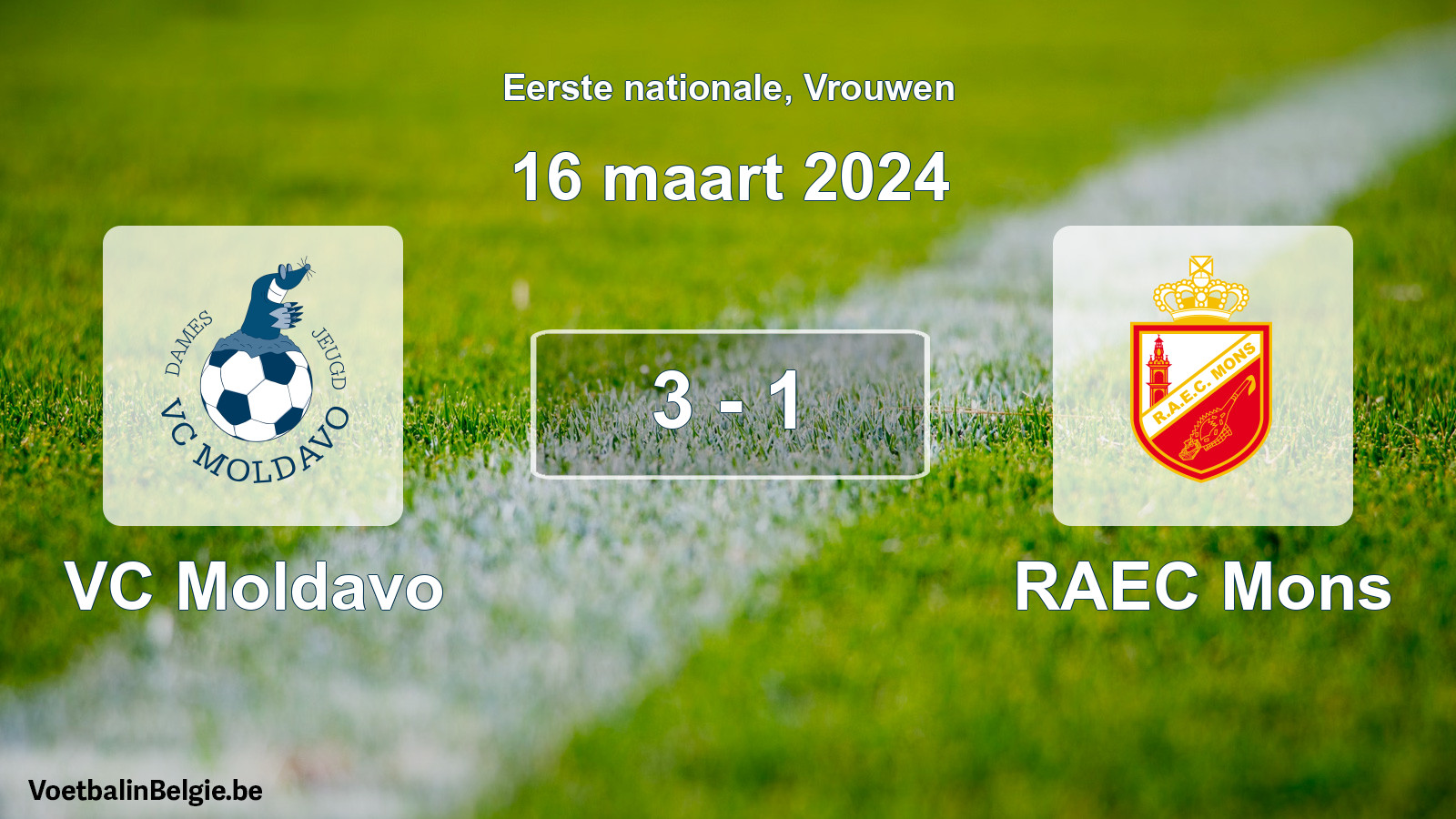 Gespieltes Spiel frauen-Fußball: VC Moldavo - RAEC Mons 3 - 1 (16 März 2024)