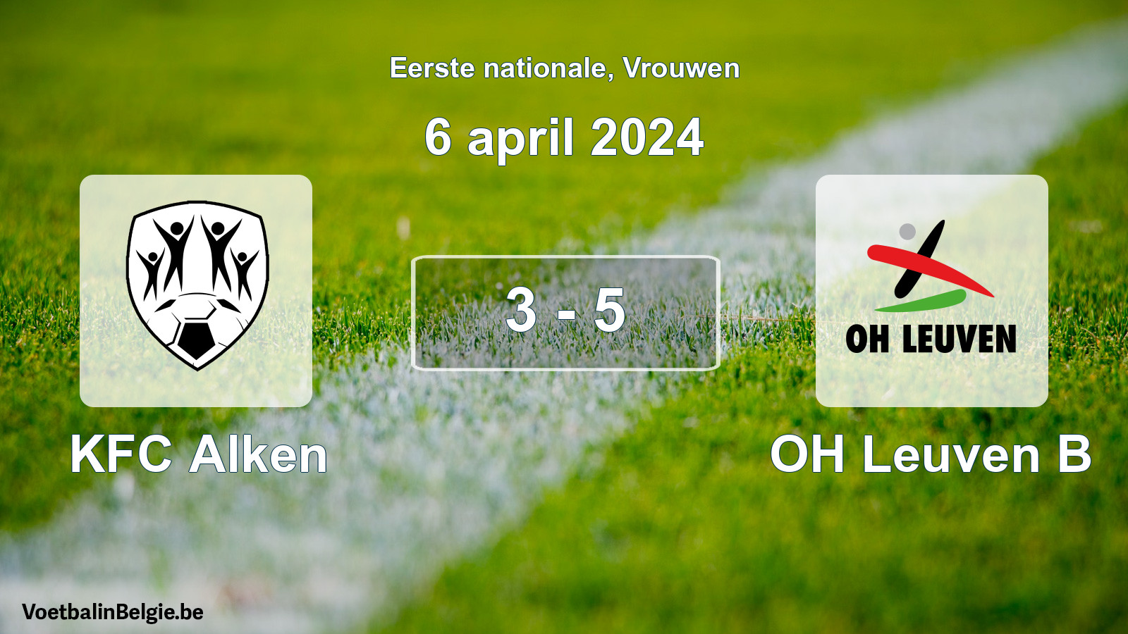 Played match women football: KFC Alken - OH Leuven B 3 - 5 (6 April 2024)