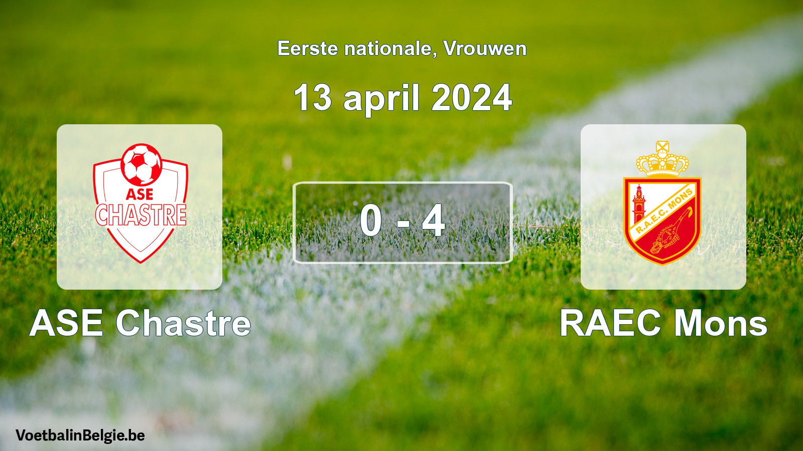 Gespieltes Spiel frauen-Fußball: ASE Chastre - RAEC Mons 0 - 4 (13 April 2024)