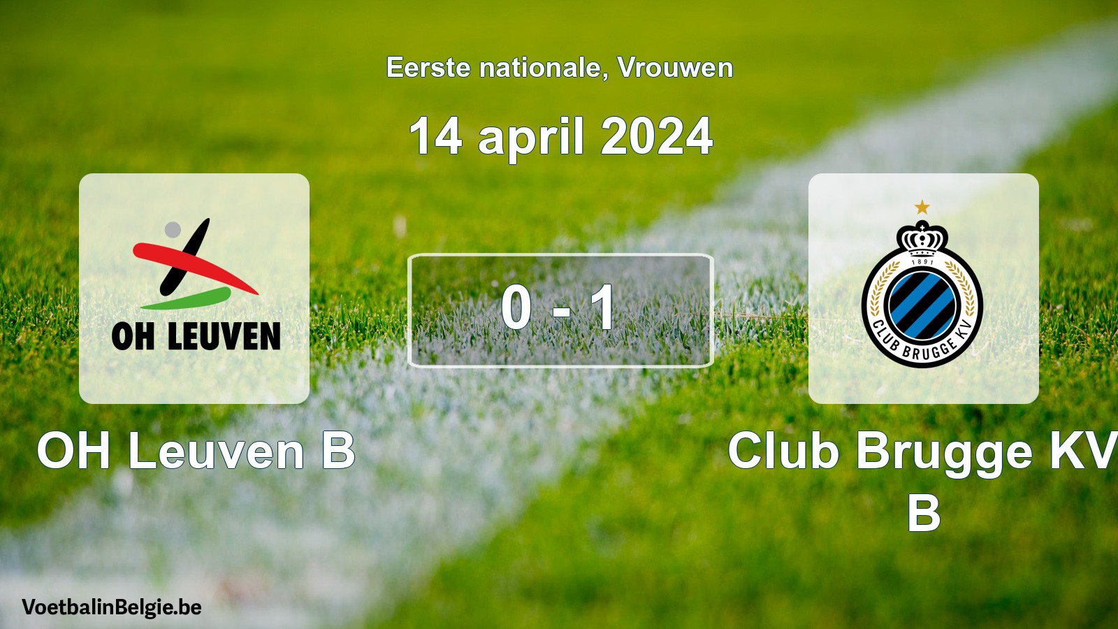 Gespieltes Spiel frauen-Fußball: OH Leuven B - Club Brugge KV B 0 - 1 (14 April 2024)