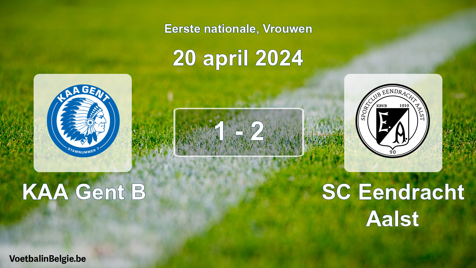 Played match women football: KAA Gent B - SC Eendracht Aalst 1 - 2 (20 April 2024)