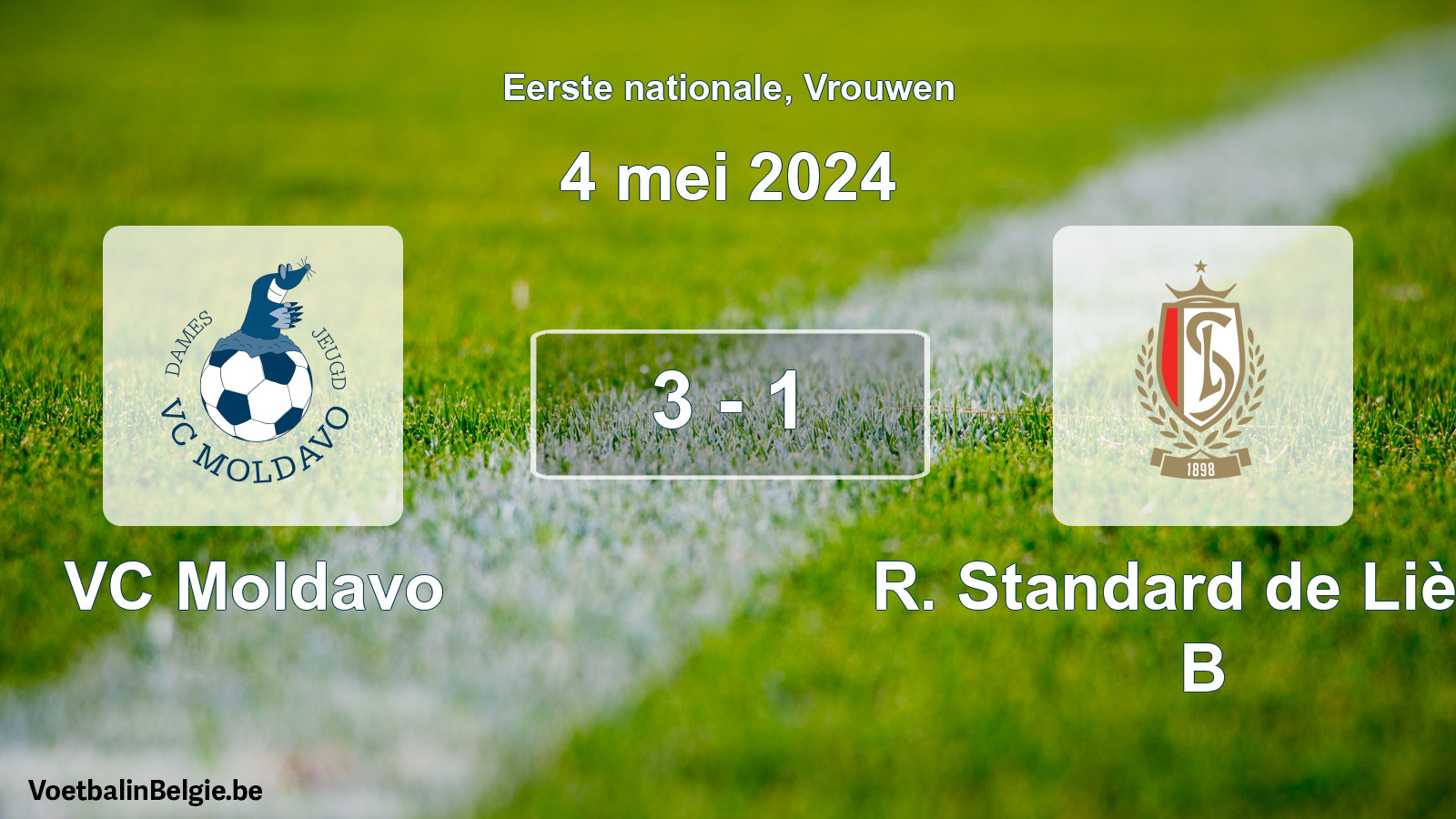 Match joué football femmes: VC Moldavo - R. Standard de Liège B 3 - 1 (4 mai 2024)