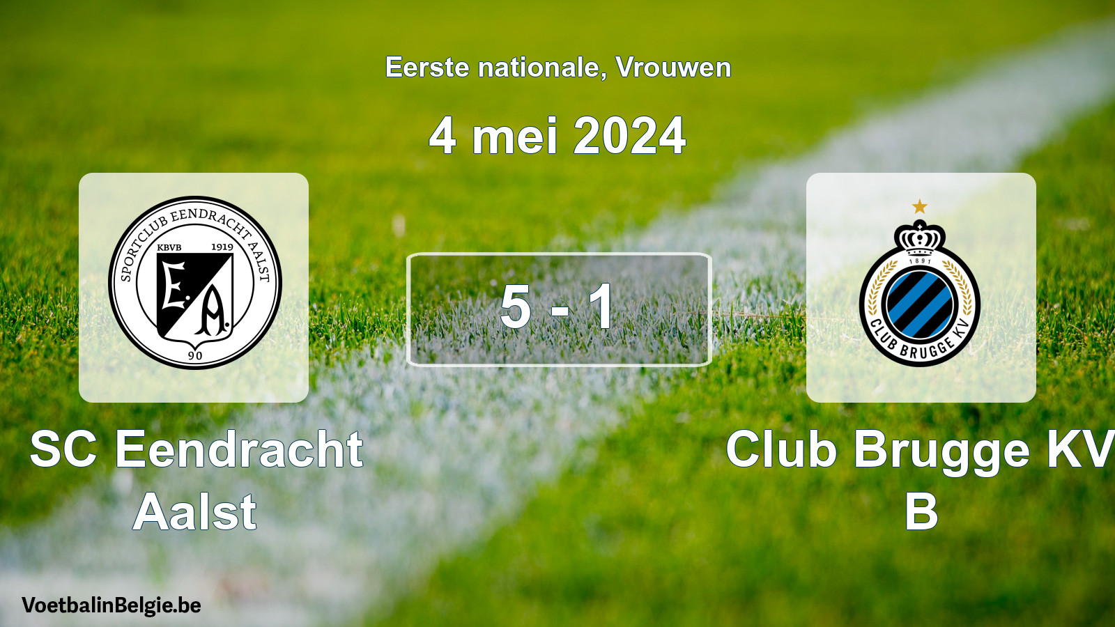 Played match women football: SC Eendracht Aalst - Club Brugge KV B 5 - 1 (4 May 2024)