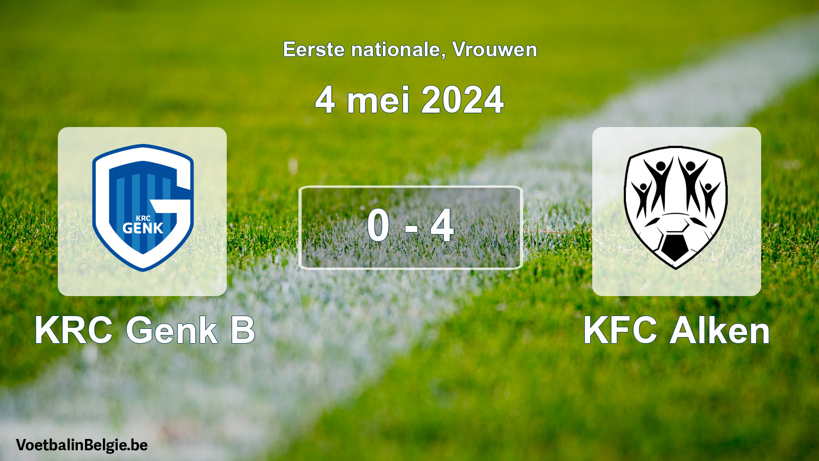 Played match women football: KRC Genk B - KFC Alken 0 - 4 (4 May 2024)