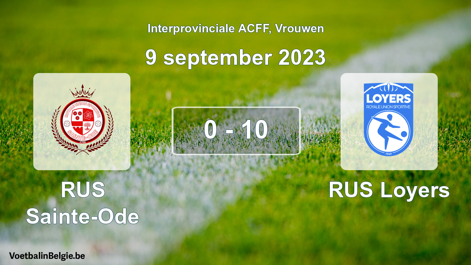 Match joué football femmes: RUS Sainte-Ode - RUS Loyers 0 - 10 (9 septembre 2023)