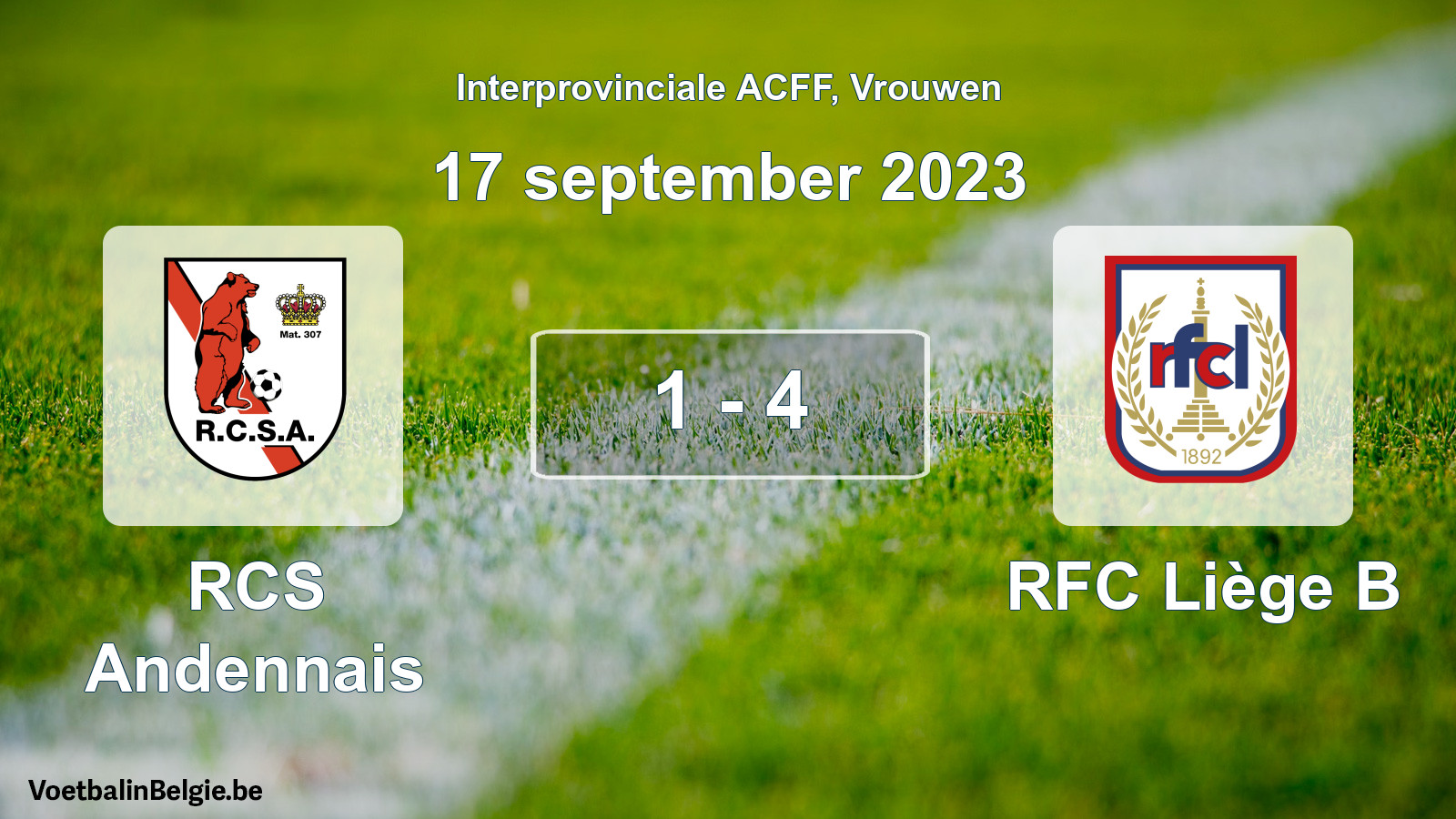 Played match women football: RCS Andennais - RFC Liège B 1 - 4 (17 September 2023)