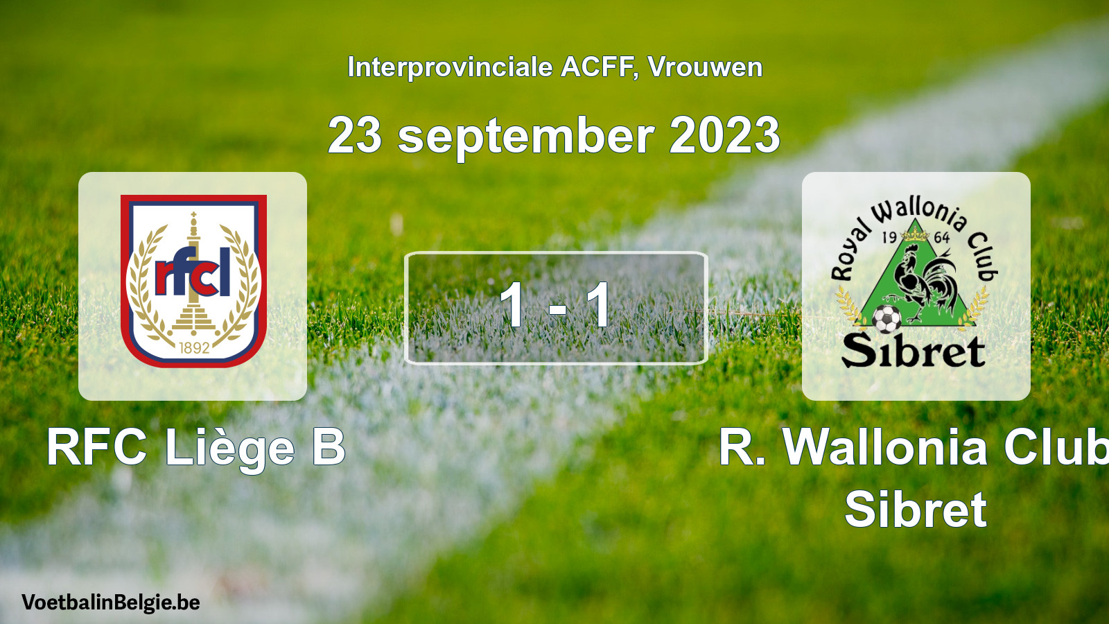 Match joué football femmes: RFC Liège B - R. Wallonia Club Sibret 1 - 1 (23 septembre 2023)