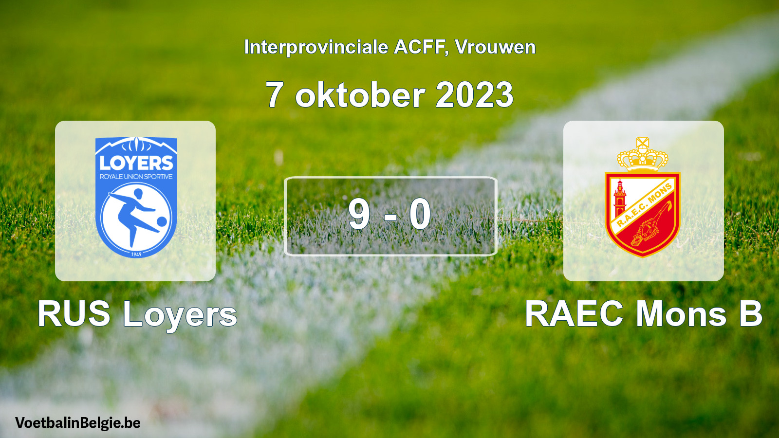 Match joué football femmes: RUS Loyers - RAEC Mons B 9 - 0 (7 octobre 2023)