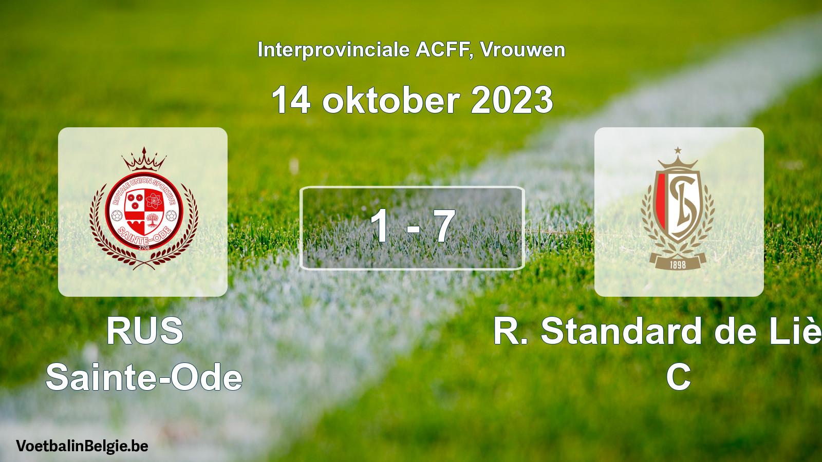 Match joué football femmes: RUS Sainte-Ode - R. Standard de Liège C 1 - 7 (14 octobre 2023)