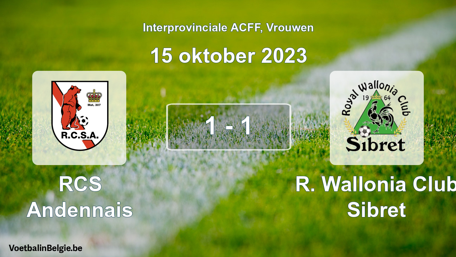 Match joué football femmes: RCS Andennais - R. Wallonia Club Sibret 1 - 1 (15 octobre 2023)