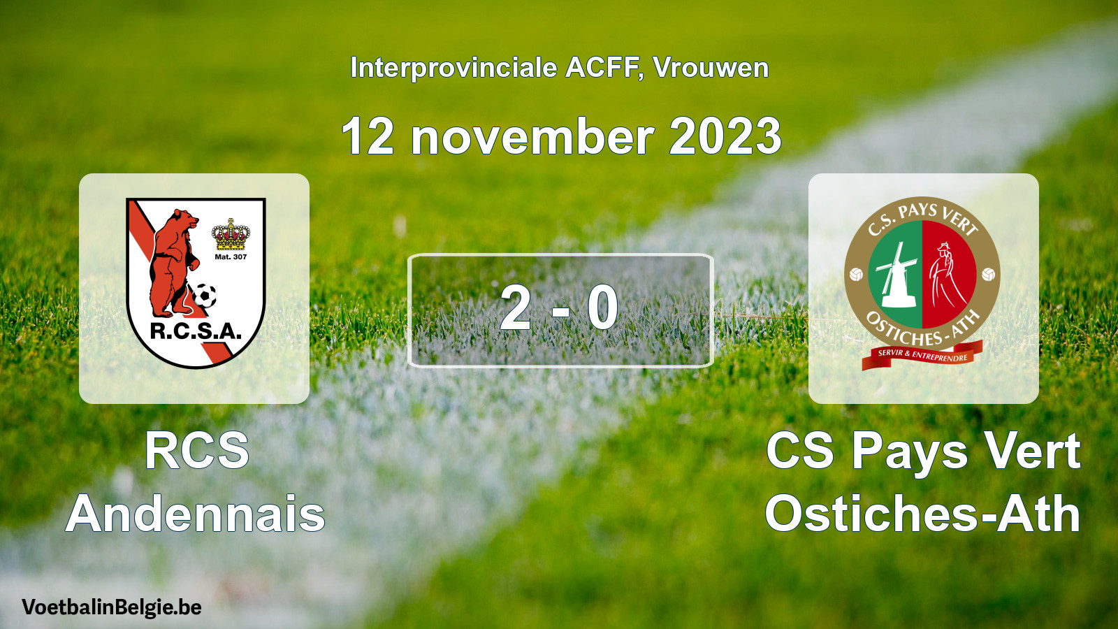 Played match women football: RCS Andennais - CS Pays Vert Ostiches-Ath 2 - 0 (12 November 2023)