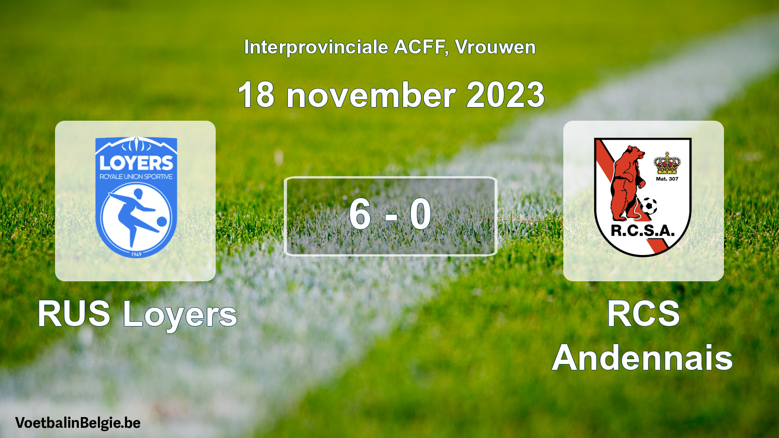 Match joué football femmes: RUS Loyers - RCS Andennais 6 - 0 (18 novembre 2023)