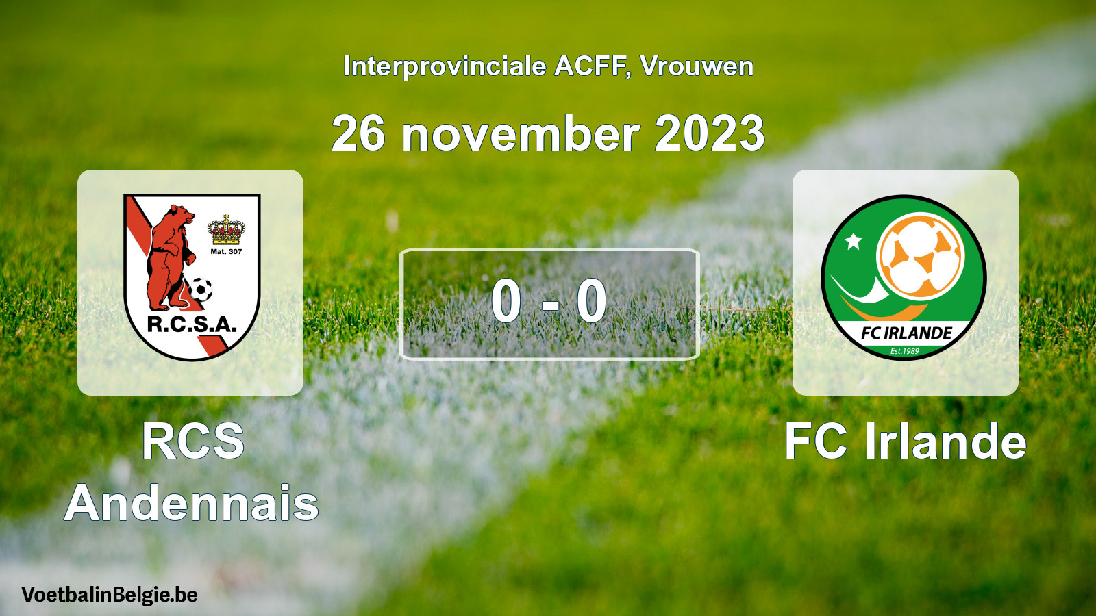 Match joué football femmes: RCS Andennais - FC Irlande 0 - 0 (26 novembre 2023)