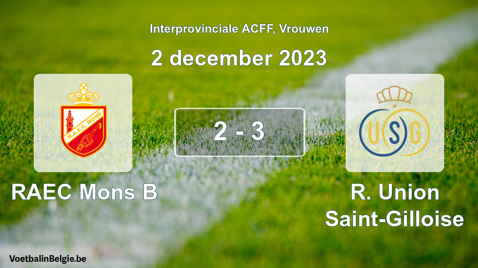 Match joué football femmes: RAEC Mons B - R. Union Saint-Gilloise 2 - 3 (2 décembre 2023)