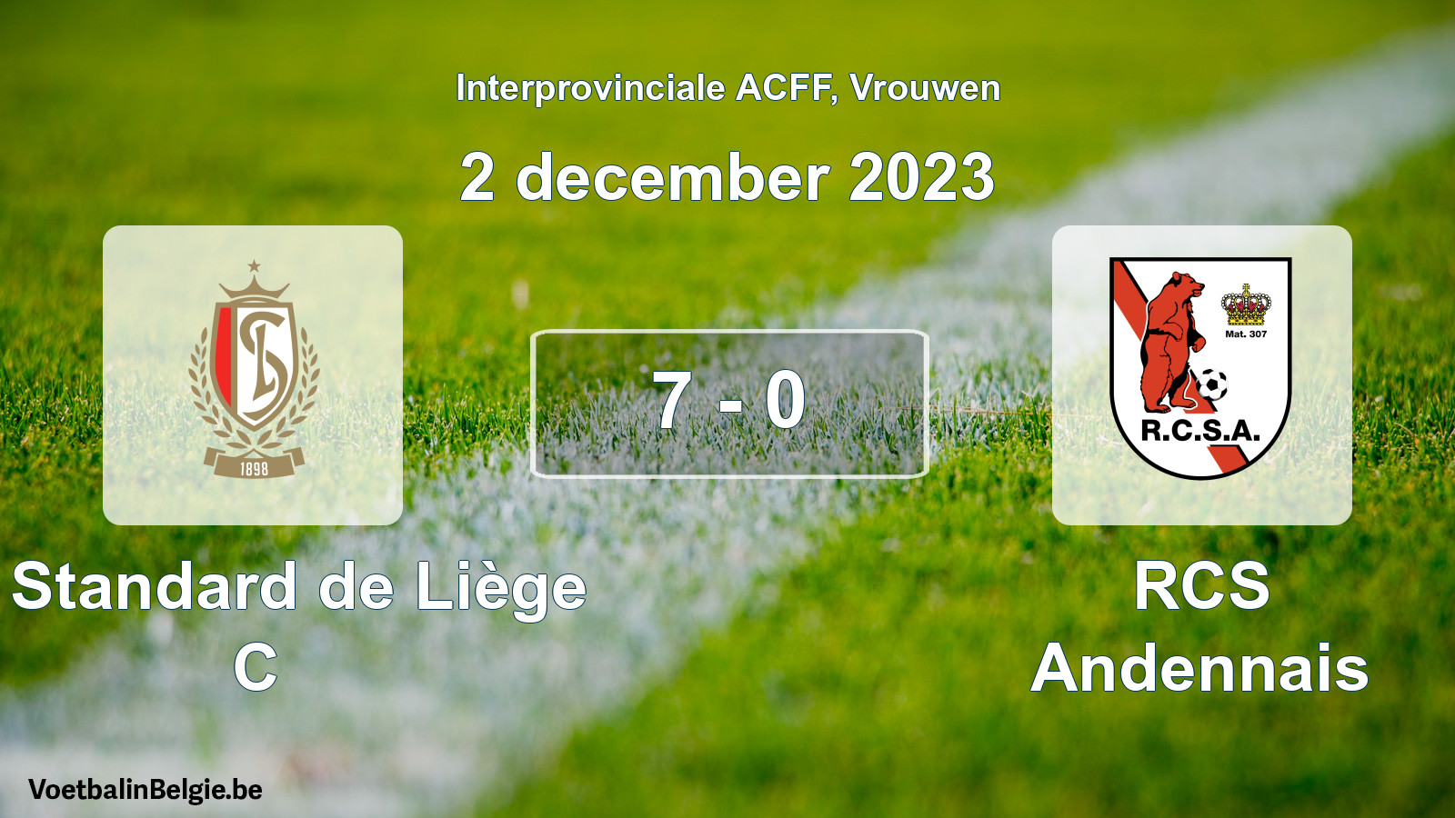Played match women football: R. Standard de Liège C - RCS Andennais 7 - 0 (2 December 2023)
