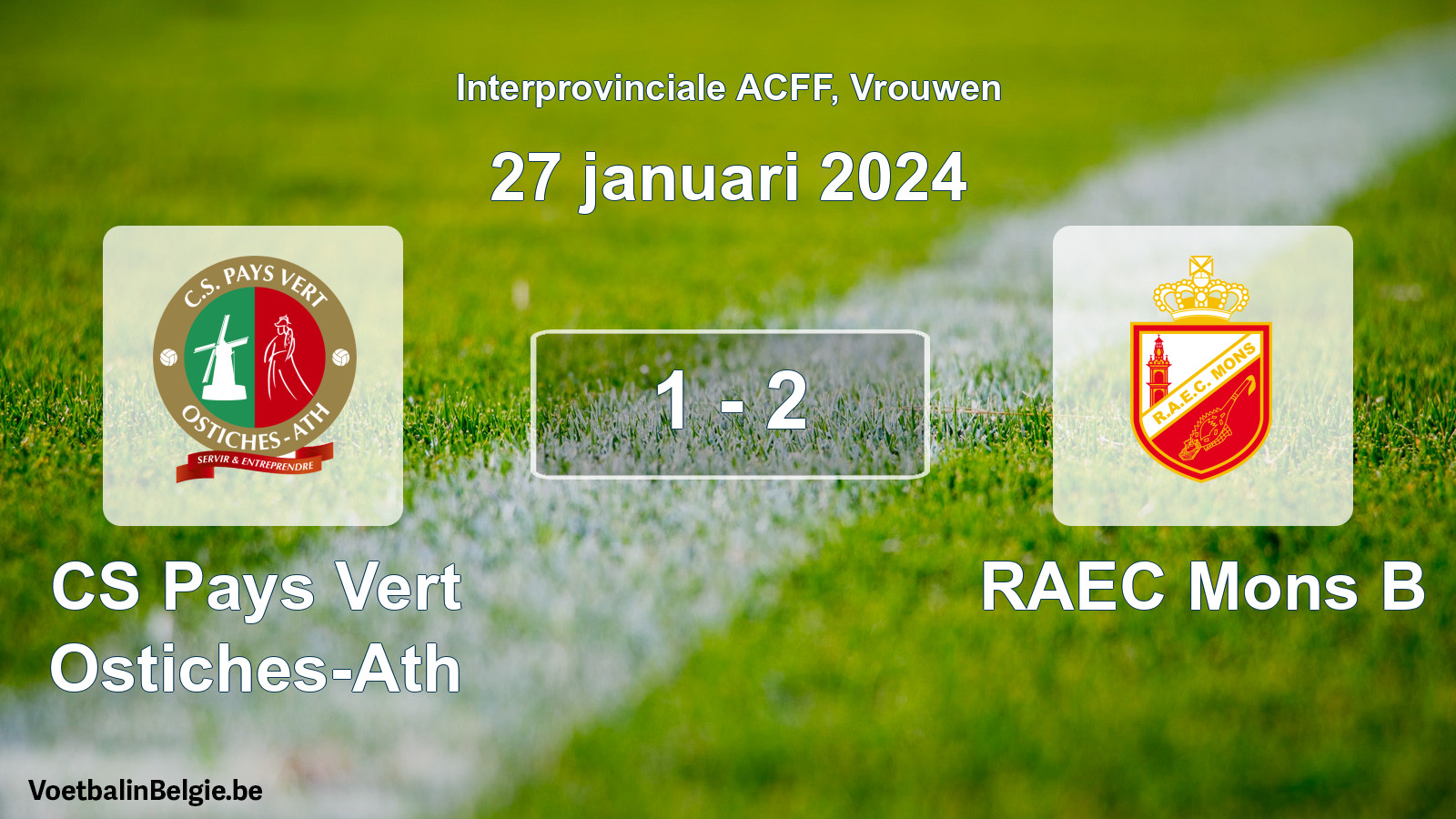 Match joué football femmes: CS Pays Vert Ostiches-Ath - RAEC Mons B 1 - 2 (27 janvier 2024)