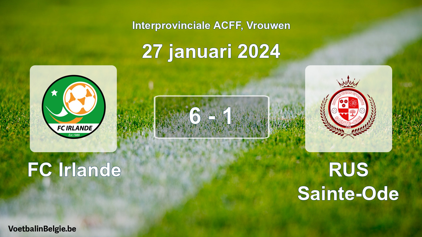 Match joué football femmes: FC Irlande - RUS Sainte-Ode 6 - 1 (27 janvier 2024)